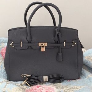 Faux Leather Grey Satchel- Never Worn w/Wrappings